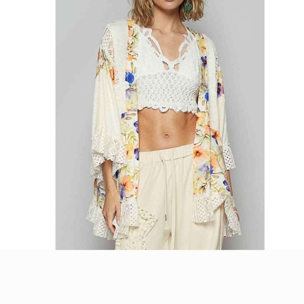 Floral Lace Kimono Cardigan